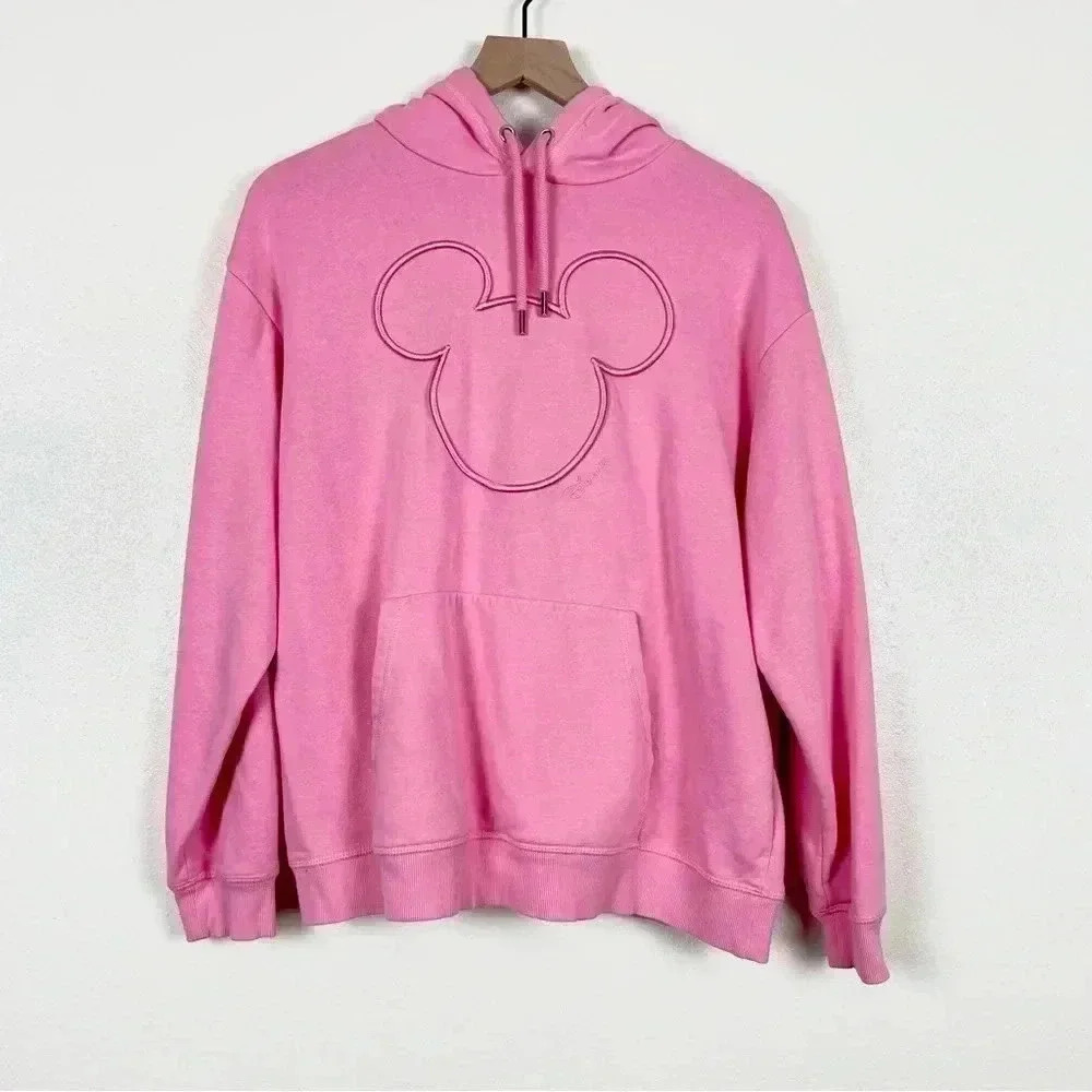 H&M Light Pink Embroidered Micky Mouse Hoodie